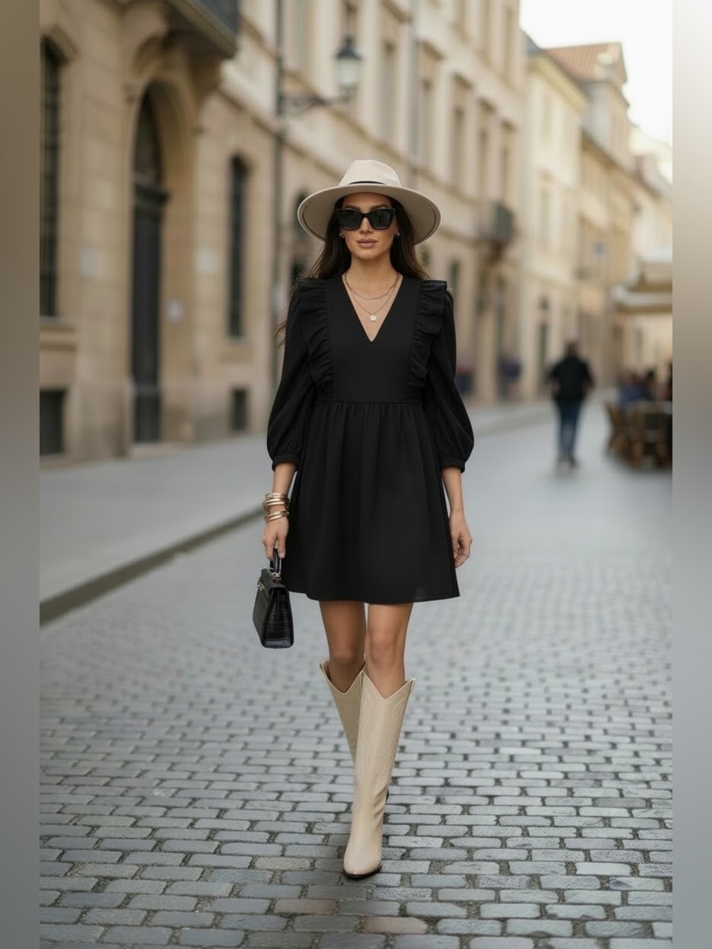 Pomander Place Black Crepe Kenzo Dress Sz S